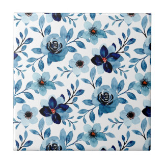Azulejo Flor floral (4,25 x 4,25) flores de verano azules