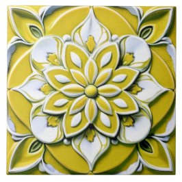 Azulejo Flor floral amarilla y blanca de imitación