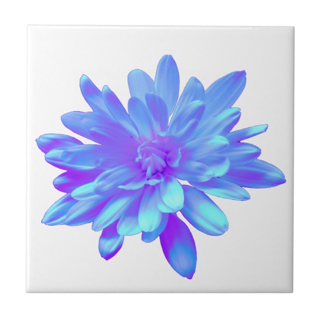 Azulejo Flor floral azul violeta elegante (Frente)