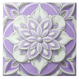 Azulejo Flor floral Lilac púrpura y falsa blanca