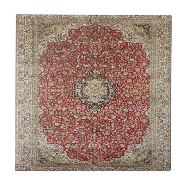 Azulejo Flor floral roja estampado turco persa elegante (Frente)