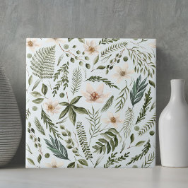 Azulejo Flor Foliage acuarela Patrón floral sin foco