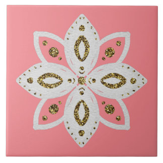 Azulejo flor folklórica 1 litepeach y blanca