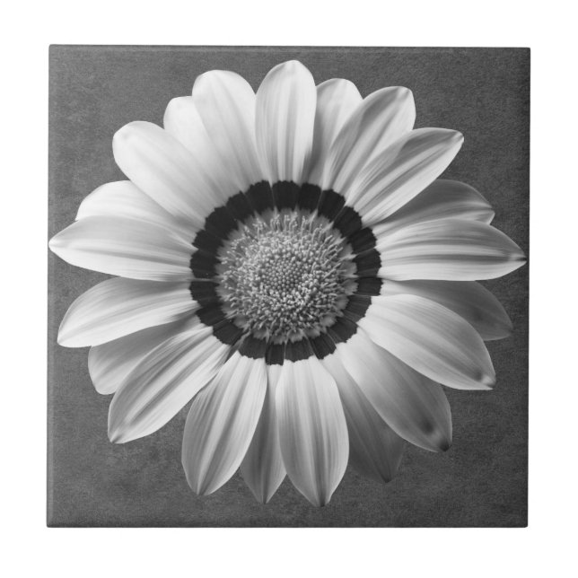 Azulejo Flor hermosa en blanco y negro (Frente)