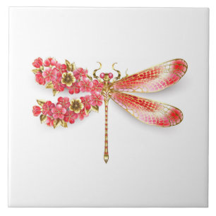 Azulejo Flor libélula con sakura de joyas