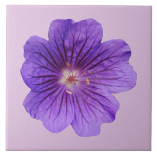Azulejo Flor morada de geranio en mosaico cerámico
