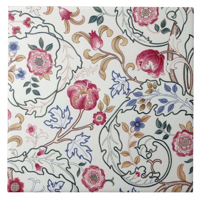 Azulejo Flor, patrón floral, William Morris (Frente)