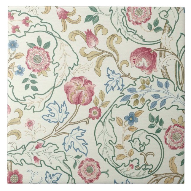 Azulejo Flor, patrón floral, William Morris (Frente)