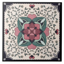 Flor plateada Bloom Retro Mandala Cerámica Tile