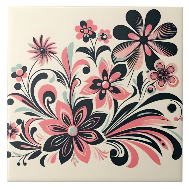 Azulejo Flor pop de color rosado (Frente)