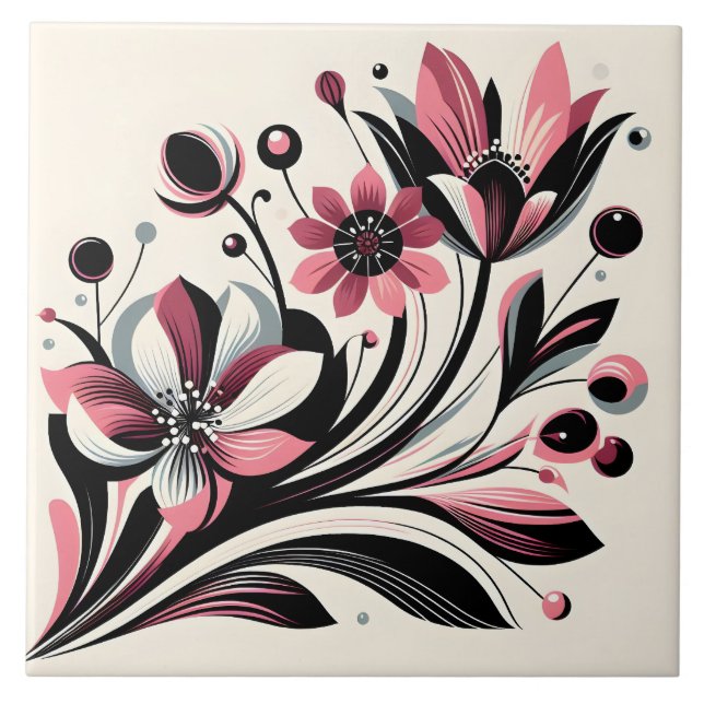 Azulejo Flor pop de color rosado (Frente)