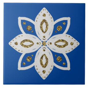 Azulejo flor popular 1 azul claro 1 y blanco