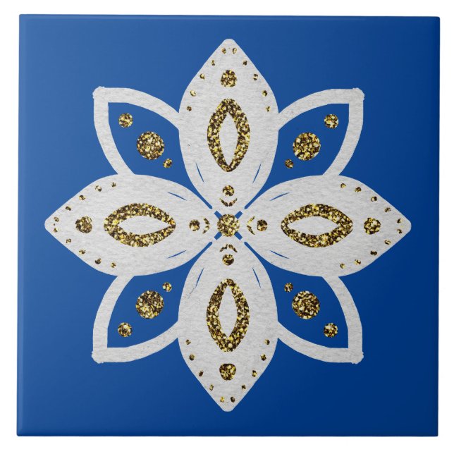 Azulejo flor popular 1 azul claro 1 y blanco (Frente)
