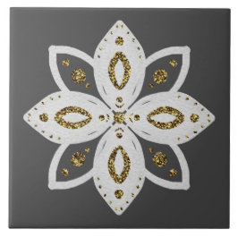 Azulejo flor popular 1 gris y blanco
