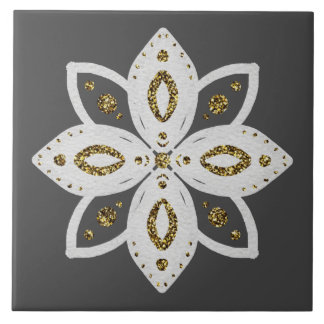 Azulejo flor popular 1 gris y blanco