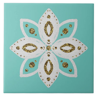 Azulejo flor popular 1 marrón claro y blanco