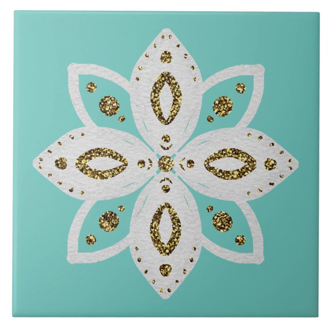 Azulejo flor popular 1 marrón claro y blanco (Frente)
