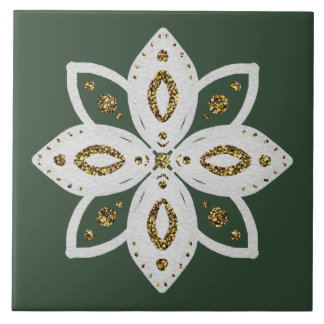 Azulejo flor popular 1 verde y blanco