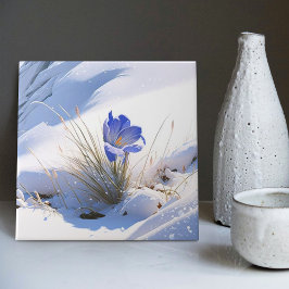 Azulejo Flor renacentista de montaña azul de nieve