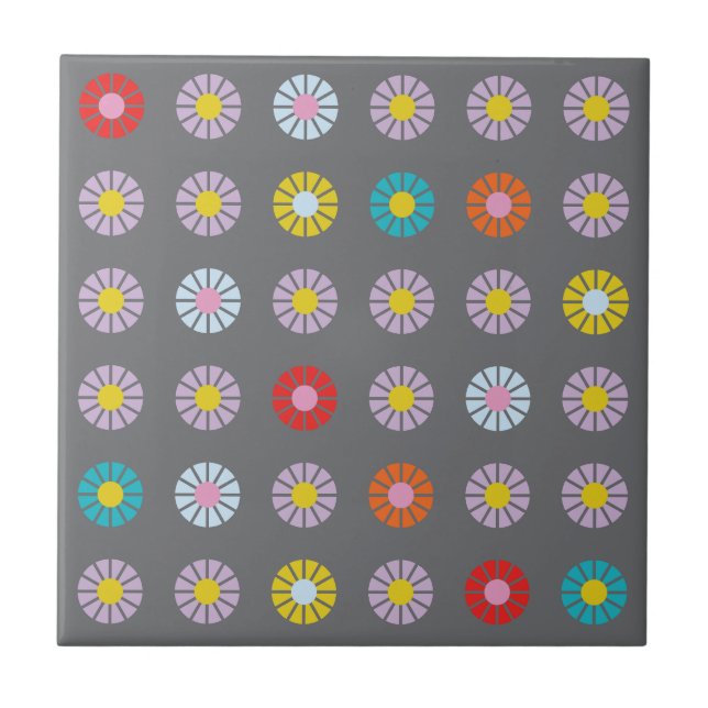 Azulejo Flor retro colorida (Frente)