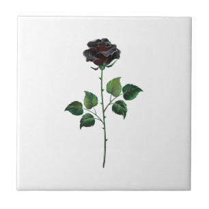 Azulejo Flor rosa negra