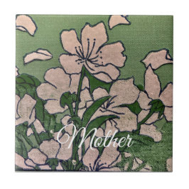Azulejo Flor Rosa Verde