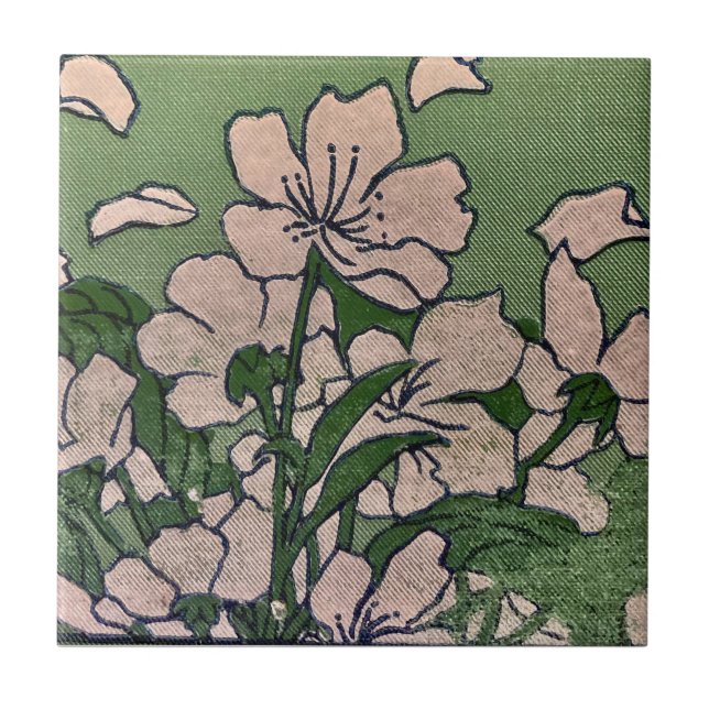 Azulejo Flor Rosa Verde (Frente)