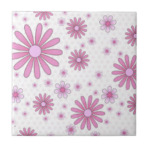 Flor rosa y blanca Retro Floral