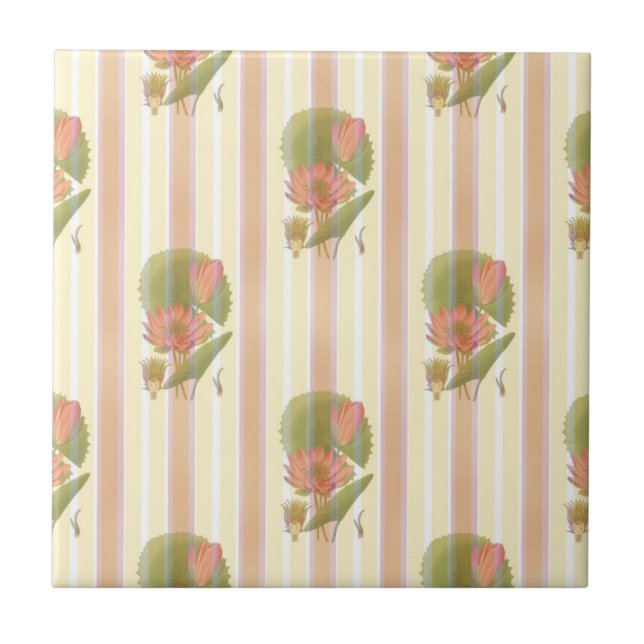 Azulejo Flor rosa y loto suave (Frente)