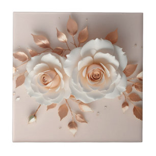 Azulejo Flor Rubor 3 D blanca