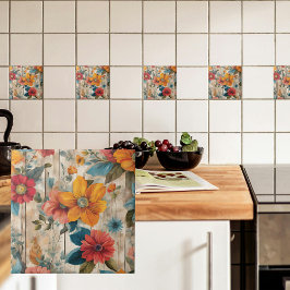 Azulejo Flor rústica colorida