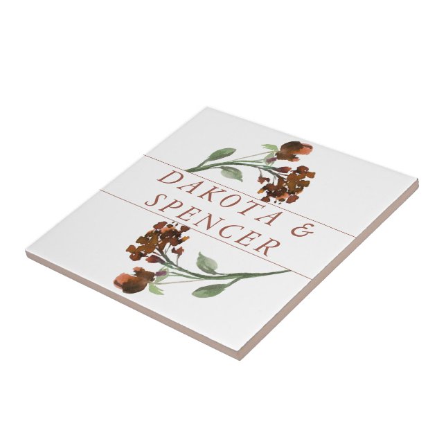 Azulejo Flor salvaje | Terracotta Naranja Personalizado Bo (Lado)