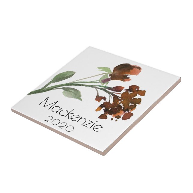 Azulejo Flor salvaje | Terracotta Naranja Personalizado Bo (Lado)