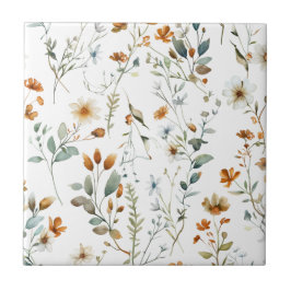 Azulejo Flor silvestre acuarela Estilo Boho