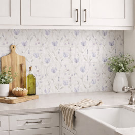 Azulejo Flor silvestre acuarela púrpura azul