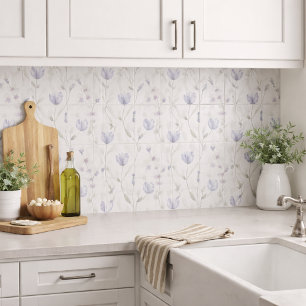 Azulejo Flor silvestre acuarela púrpura azul