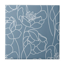 Azulejo Flor silvestre moderna azul blanco