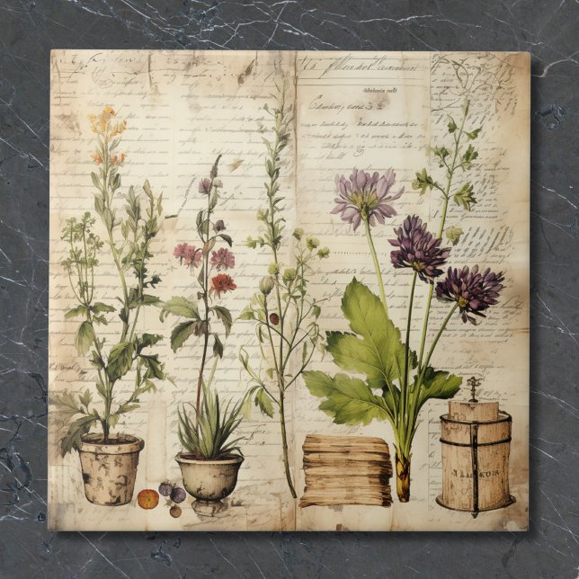 Azulejo Flor silvestre natural vintage grande (Subido por el creador)