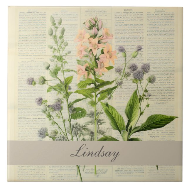 Azulejo Flor silvestre vintage (Frente)