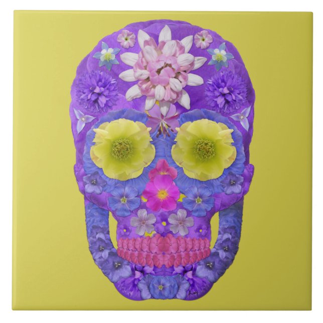 Azulejo Flor Skull 5 (Frente)