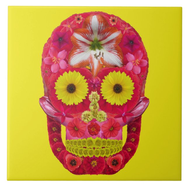 Azulejo Flor Skull 6 (Frente)
