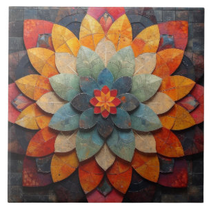 Azulejo Flor texturizada de arte de Mandala