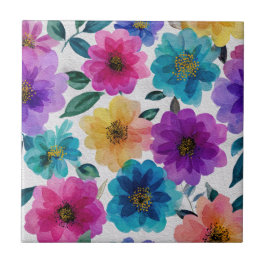 Azulejo Flor vibrante elegante florecimiento de flores acu