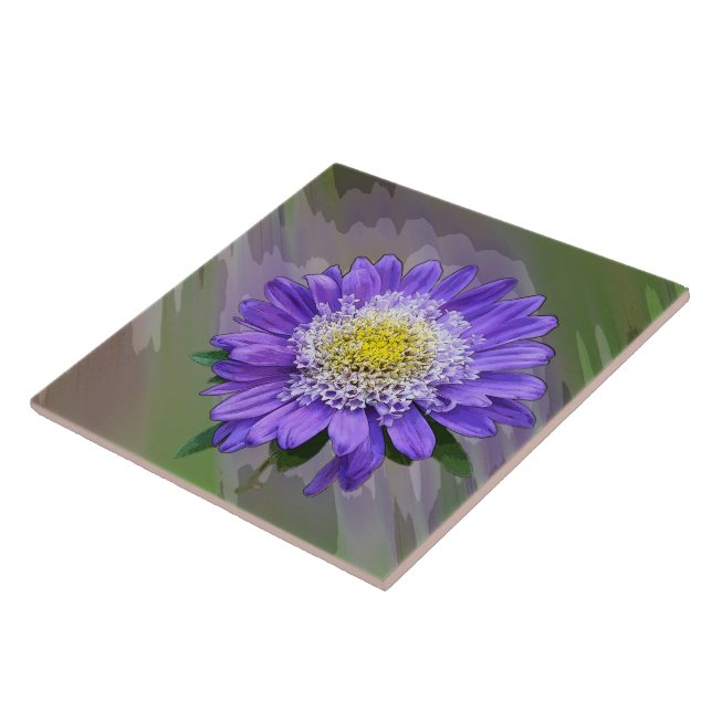 Azulejo flor violeta azul (Lado)