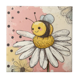 Azulejo Flor y abeja caprichosas – Floral acogedor (1)