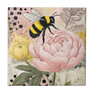 Azulejo Flor y abeja caprichosas – Floral acogedor (2)