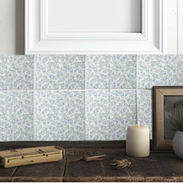 Azulejo Flora azul verde azulada de algodón francesa