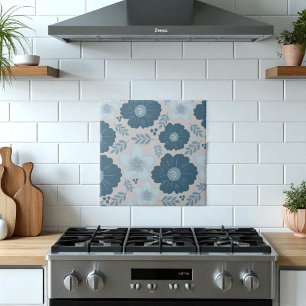 Azulejo Flora color de agua azul plateado