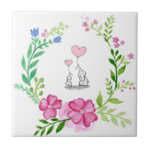 Azulejo Flora de amor de elefante de mosaico cerámico