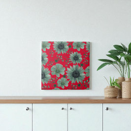 Azulejo Flora de color de agua verde rojo